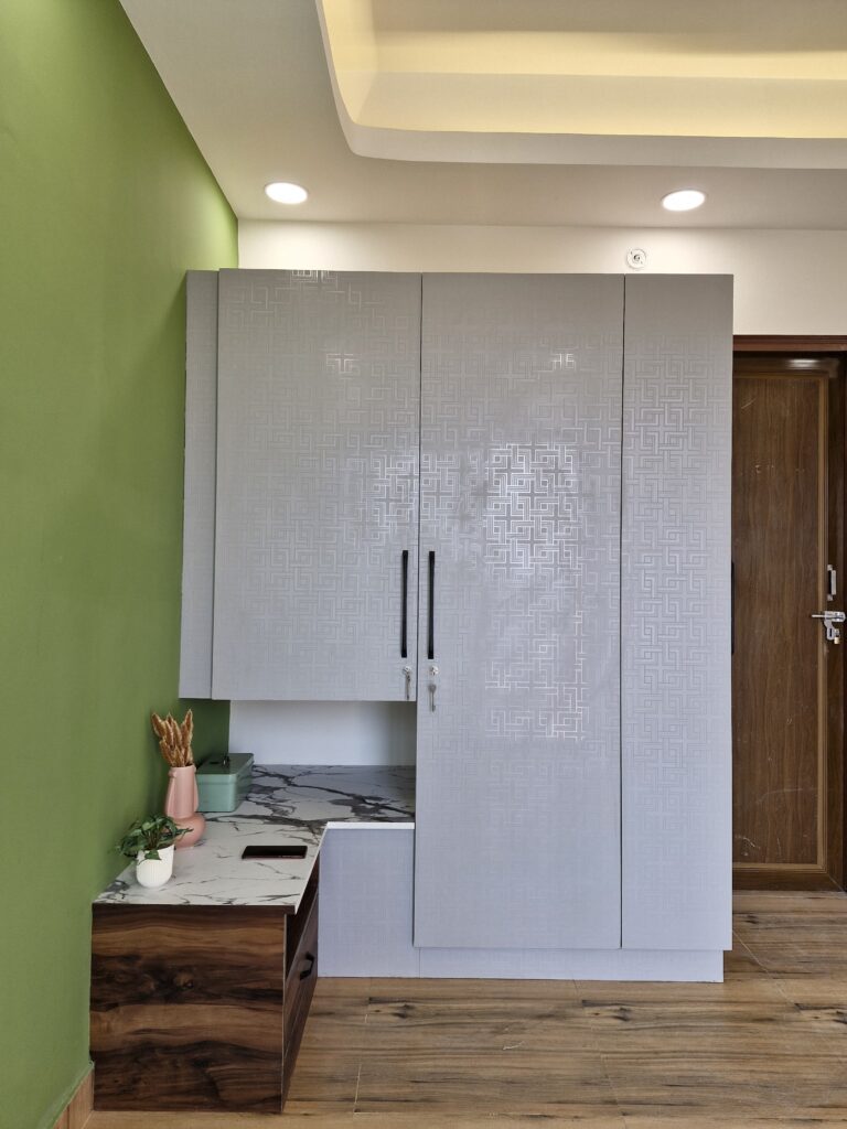 Unique wardrobe with bedside table